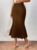 Women's Summer Solid Color Fishtail Midi Length Skirts