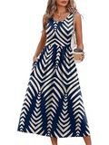 Women's Summer Boho Holiday Style Smocked Geometric Sleeveless Sundress