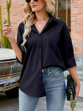 Women's Casual Candy Colors Lapel Long Sleeve Blouse