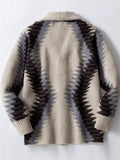 Men's Retro Contrast Color Autumn Jacquard Lapel Cardigan Sweaters