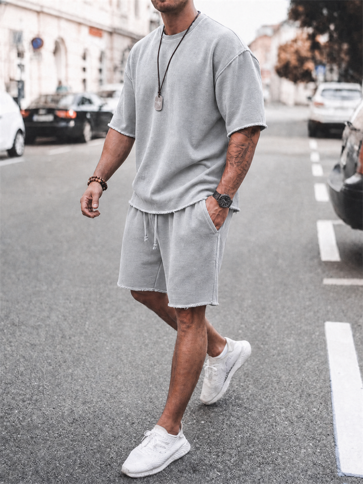 Men's Cool Street Style Oversized Frayed Hem Tracksuit