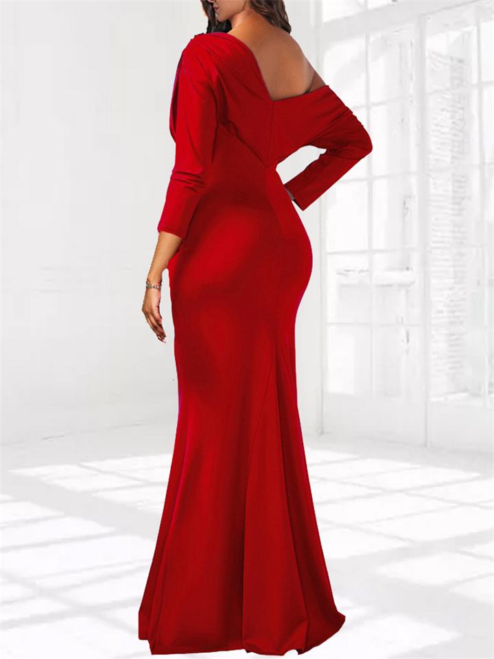 Gorgeous One Shoulder Pleated Bodice Mermaid Dress for Prom