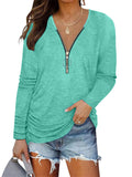 Autumn New Chest Zipper Casual Long Sleeve Women Tops