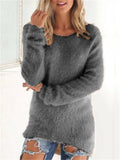 Women's Cute Candy Color Warm Fluffy Plush Sweaters