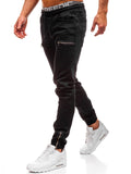 Men's Fashion Cozy Elastic Waist Lace Up Jeans