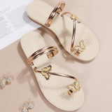 Flat Heel Casual Butterflies Decorated Slippers