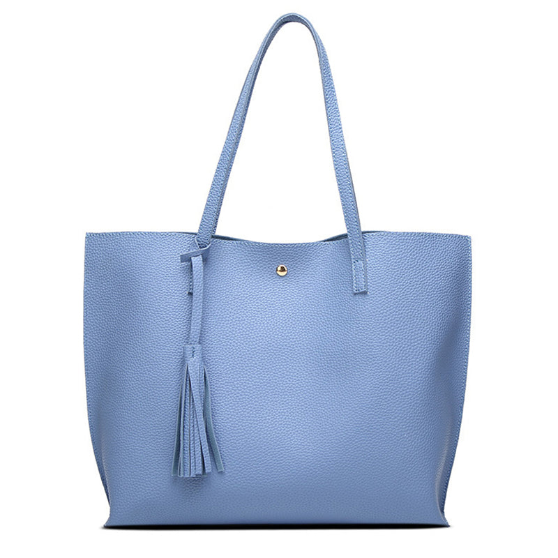 Korean Style Tassels Button PU Leather Shoulder Bags for Women