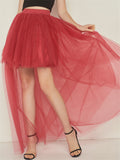 Casual Trendy Irregular Hem Sexy Tulle Solid Color Skirts For Women