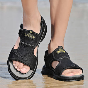 New Mens Casual Open Toe Cowhide Leather Sandals