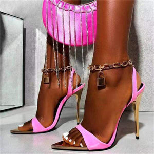 Fashion Metal Chain High Heels Stiletto Sandals Women Pumps