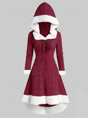 Fashion Warm Long Sleeve Hooded Dresses for Winter