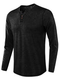 Men's Comfy Long Sleeve Henley Neck T-Shirt