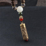 Ethnic Style Buddhism Shimmery Gold-Tone Pendant Beaded Necklace