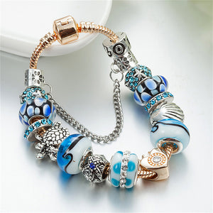 New Creative Blue Love Charm Beaded Bracelet