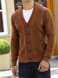 Mens Vintage Stripes Cardigan Sweater Twist Knitted Button Down Sweater