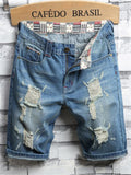 Men's Retro Style Ripped Patchwork Denim Shorts