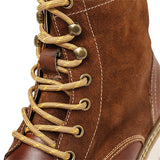 Mens Trendy Lace Up Round Toe High Top Gradient Color Motorcycle Boots
