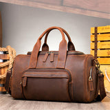 Mens Large Capacity Travel Leather Crossbody Bags Vintage Duffel Packs