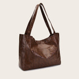 Women's New Solid Burnished Leather Pockets Handbags