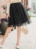 Casual Pretty Knee-Length One Size Tulle Skirts With Decorated Little Stars