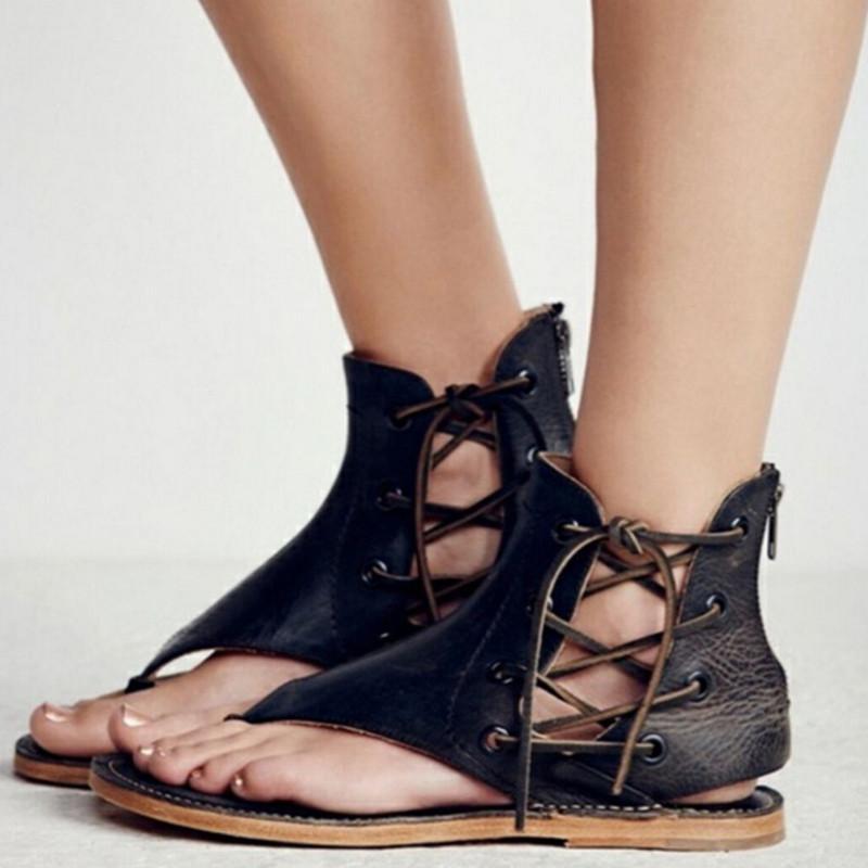 Cool Lace Up PU Flip-flops Sandals For Women