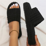 Autumn Casual Suede Stripe Thicken Plus Size Women Slippers