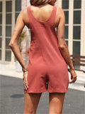 Lady Comfortable Summer Sleeveless Solid Cotton Linen Jumpsuits