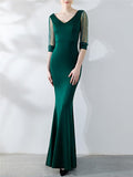 Gorgeous Fitted Waist Mermaid Maxi Vintage Evening Gowns