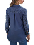 Female Cozy Long Sleeve Lace Patchwork Shirts