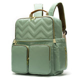 Multi-Functional Top-Handled Quilted Gold-Tone Hardware Mother-Baby Backpack