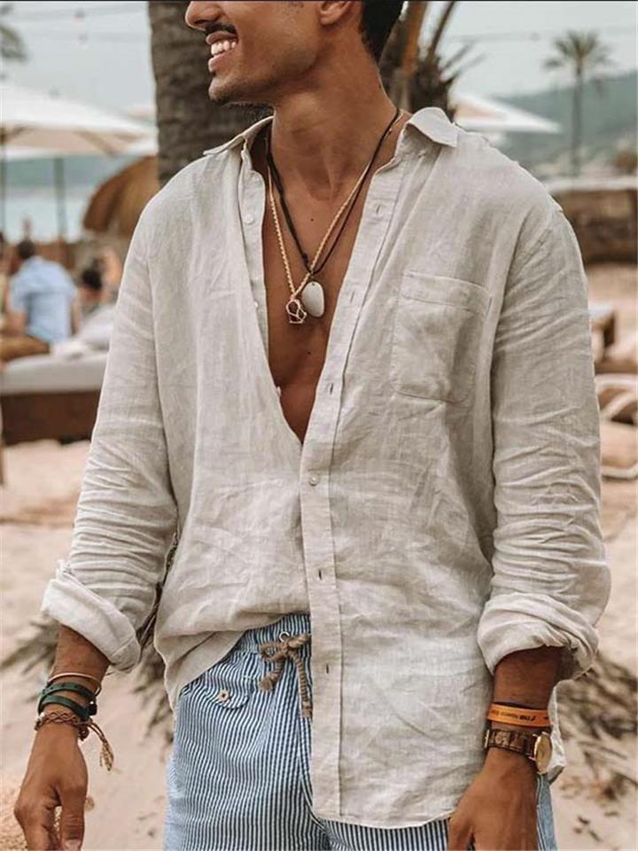 Mens Casual Full Buttons Long Sleeve Shirts