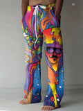 Men's Retro Cozy Ethnic Art Printed Drawstring Cotton Linen Pants