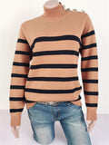 Comfortable Knitted Turtleneck Striped Sweater For Women