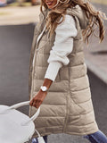 Women's Winter Fashion Long Puffer Vest with Hood