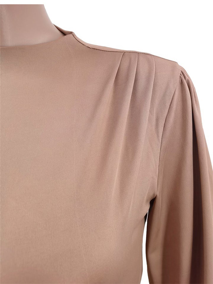 Women's Casual Elegant Long Sleeve Solid Color Slim Maxi Dresses