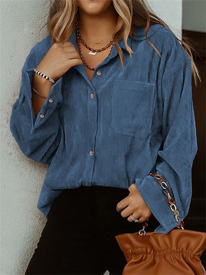Women's Solid Color Simple Style Long-Sleeved Blouse