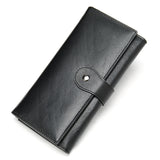 Solid Color Vintage Genuine Leather Wallet For Women