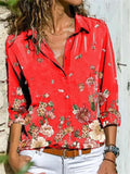 Women's Casual Long Sleeve Floral Printed Blouse