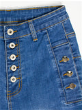 Women's Fashion Slim Fit Buttons Washed Effect Daily Denim Jeans