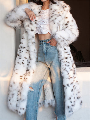 Women's Leopard Print Faux Fur Warm Coats for Winter