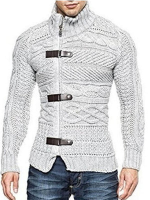 Men's Winter Casual Fashion Buckle Knitted Slim Warm Sweaters