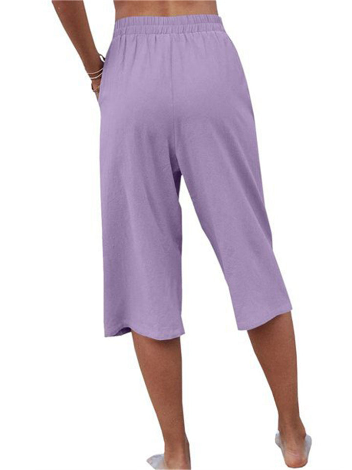 Women's Summer Comfortable Elastic Waist Casual Cropped Pants
