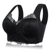 Plus Size Wireless Full Coverage Soft Lace Bralette - Mix Black