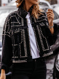 Super Cool Rivets Denim Biker Jacket