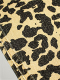 Fashion Leopard Print Straight-Leg Blue Denim Jeans for Women