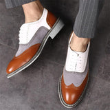 Casual Fashion Pointed Toe Carved PU Leather Shoes For Men