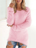 Women's Cute Candy Color Warm Fluffy Plush Sweaters