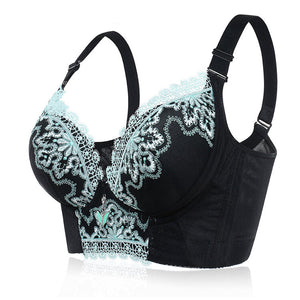 Women's Plus Size Lace Patchwork Wireless Full Coverage Bras - Black