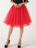 Fashion Simple Style Knee-Length Solid  Color Tulle Skirts