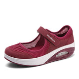 Rocker Bottom Velcro Mesh Flat Shoes